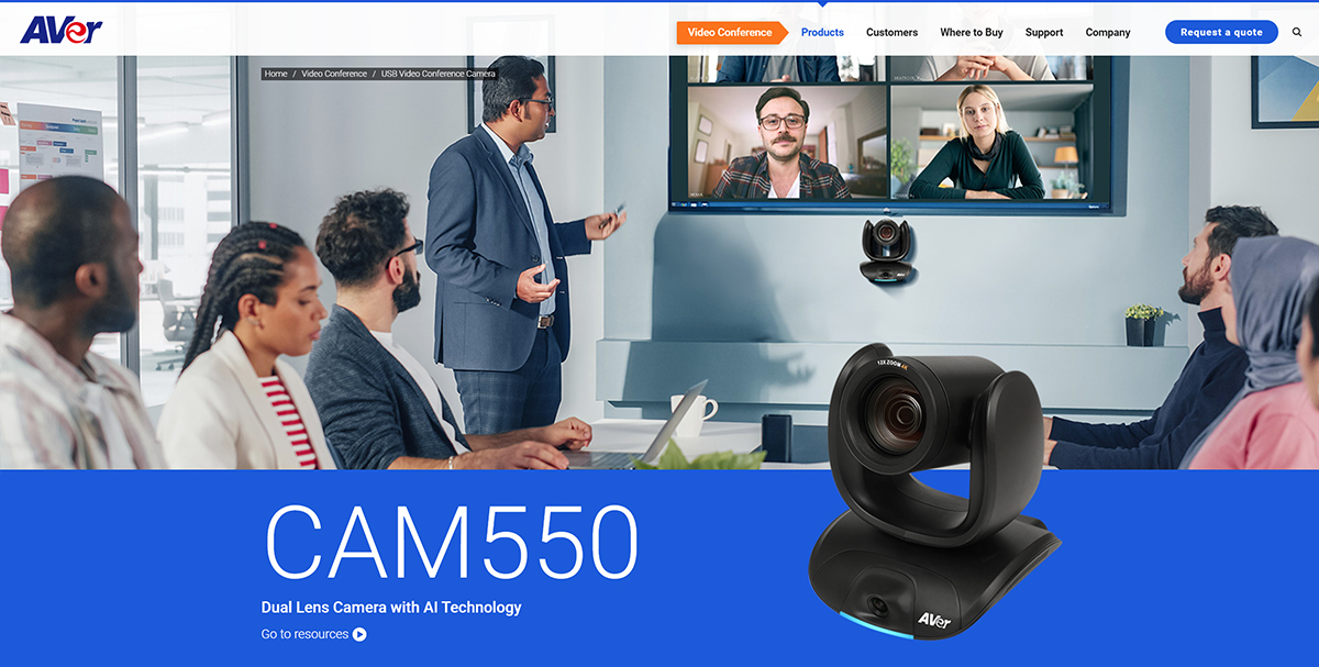 CAM550 Camera Dual Lens Camera with AI Technology AVer USA