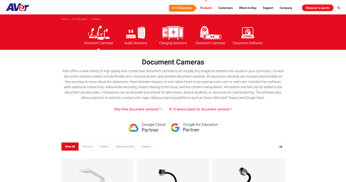 AVer Document Cameras, USB Document Cameras, Wireless Document Cameras
