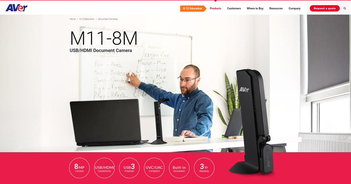 AVer Education, M118M Mechanical Arm Document Camera AVer USA