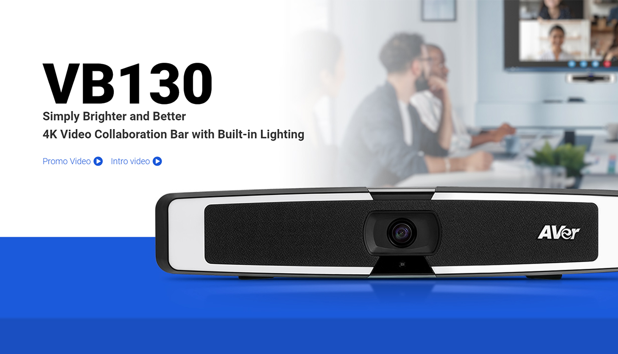 VB130 Video Bar | 4K Video Collaboration Bar with Built-in Lighting ...