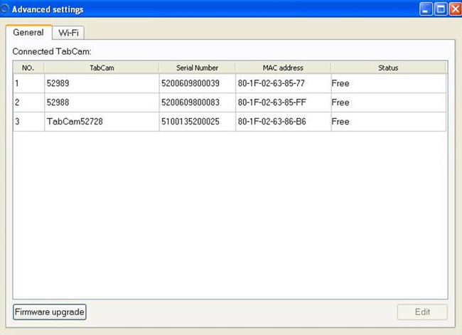 TabCam firmware