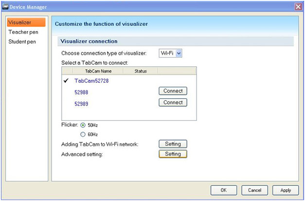 TabCam Settings