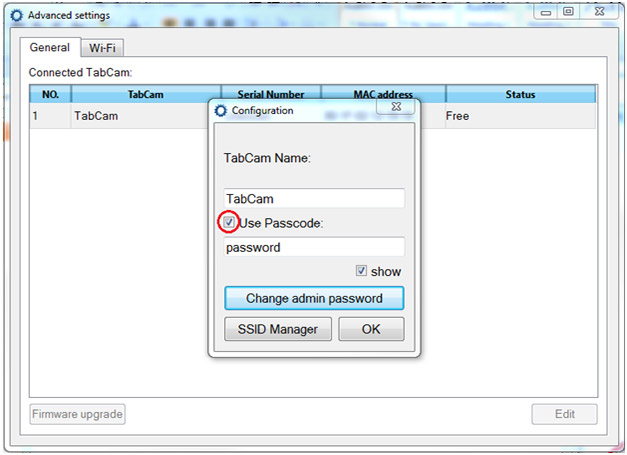 TabCam Settings